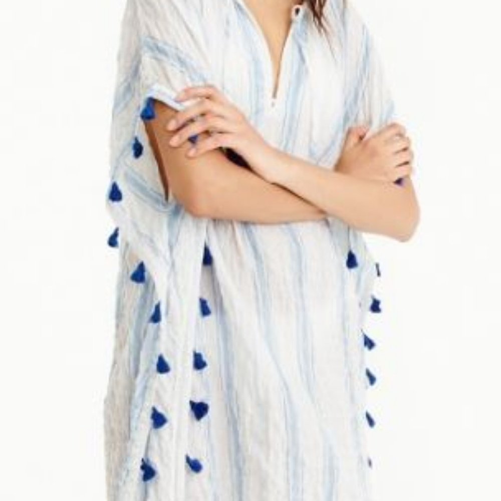 J Crew Striped Tassel Coverup Dress XXS